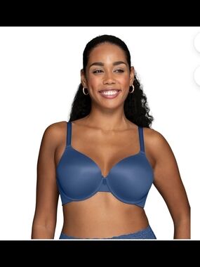 Vanity Fair Radiant Collection Blue Full Coverage Bra Comfort Back Smoothing 44C